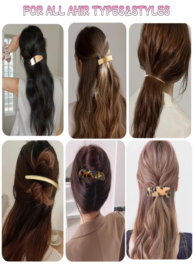 AITELEI 6pcs gold barrettes for women Metal Flat Hair Clips Tortoise Retro French Clips Gold Hair Barrettes Snap Hair Clips for Women Lady - Image 2